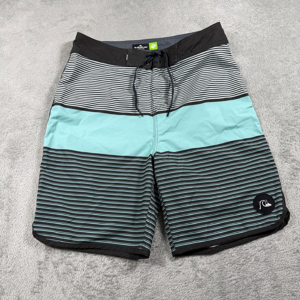 Quiksilver‎ Highline Board Shorts Mens 30 Blue Black Stripe Surf Swim Beach
